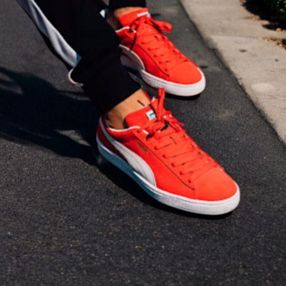 Puma Men’s Suede Classic XXI High Risk Red White Sneakers. NWT. - Picture 5 of 12